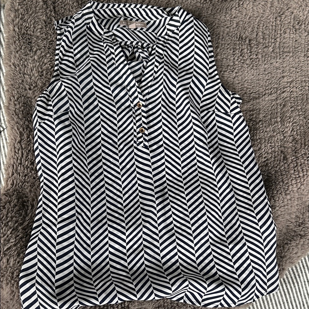 Banana Republic Navy and White Chevron Blouse